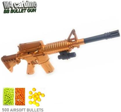 HALO NATION Power Shooter PUBG M4 Gun Toy M4-1 Toy Gun with 2 in 1 Blaster Mode Water Shots & Bb Bullets - 19inch M416 Gun Toy with Laser Target, Water Crystal Bullets, BB Bullet Toy Gun Set for Boys -Airsoft Gun M4 GOLD + 500 BB BULLETS Guns & Darts