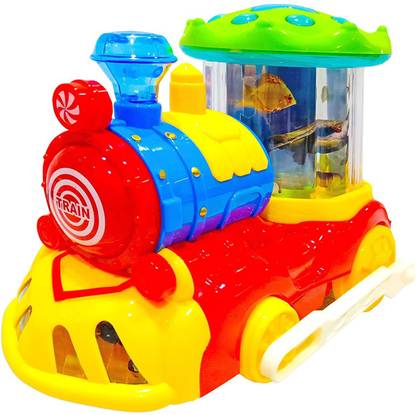 SANJARY TRAIN ENGINE WITH FLASH LAMP AND ROTATING FISH , BEAUTIFUL SHAPE ADVERTISEMENT AMAZING COLORS, SOUND AND LIGHT Train (Multicolor)