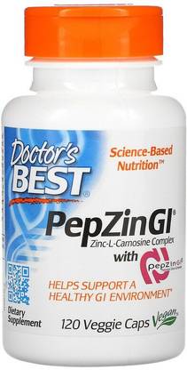 Doctor's Best PepZin GI, Zinc-L-Carnosine Complex, 120 Veggie Caps