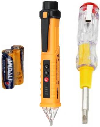 Gadariya King 12-1000V AC / 48-1000V AC Adjustable Sensitivity with Dual Range AC-IV Voltage Tester Detector Voltage Tester Electrical Line Testing Screwdriver Voltage Alert Pen Non-Contact Electric Voltage Power Detector Electrical Testing Pen Tester Induction Test Pencil LED Continuity Tester Electric Meter Fault Finder Tester for All Wire, Power Cables, Electrical & Electronic Circuits and Identify Installed Lines Electric Tester Lineman Testing Pen Electrician Screwdriver Multi-Purpose Electricity Current WITH 2IN1 Line Tester Digital Voltage Tester