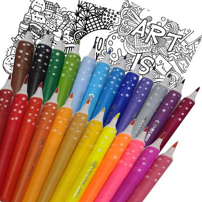 INDIKONB 24 Markers Set + Doodling Sheets for Coloring | Multicolor Sketch Pen Marker Pens Set with Doodle and Mandala Art Colouring for Drawing, Designing , Writing Scrapbooking for Boys and Girls Kids and Adults