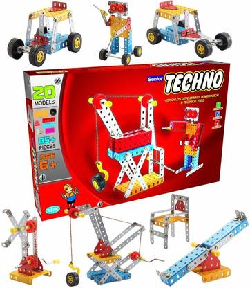 Kiev Senior Techno Education Metal Construction toy Set of vehicle car for Kids Ages 3+ - Blocks game - Construction Toy - Building Blocks - Educational Toys - Learning Toy - engineering toy set - assembly Car toys ( Include 85+ pcs - supported 20 Models car with inside user manual - how to assemble a vehicle ) toys for Boy - gift for kids and boy