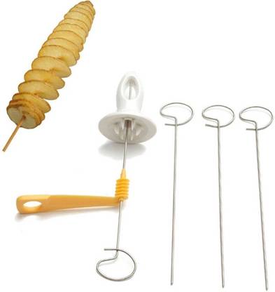 Satyam Kraft 1 Set Spiral Potato Cutter,Tornado Potato Spiral Cutter Slicer Chips 4 Spits Tower Making Twist Shredder Potato Slicer