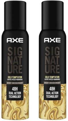 AXE Signature Gold Temptation Exotic Spiced Fragrance No Gas Deodorant Body Spray Each 122ml Set of=2 Body Spray  -  For Men
