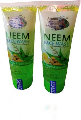 SHPL NEEM FACE WASH with Lemon and Turmeric, For Pimple and Acne Prone, (100ml x 2) pack of 2 Face Wash