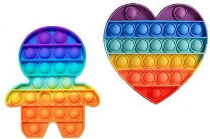 Aisling Heart & Doll Shape Pop Fidget Toy Push Pop Bubble Fidget Sensory Toy for Kids and Adults Fidget Popper Stress Reliever Sensory Fidget Poppers