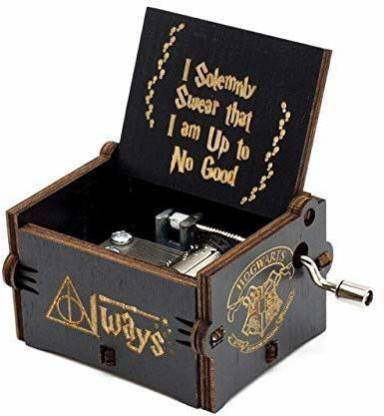 Gifters garden Giftersgarden Wooden Hand Cranked Collectable Engraved Vintage Music Box - Harry Potter, Black (Black)