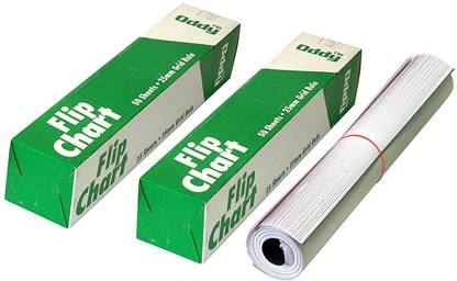 Oddy Presentation Flip Chart, White, Ruled, 25 Sheets, Pack of 2 NO Paper Label