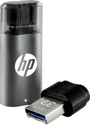 HP USB 3.2 32GB Type C OTG Flash Drive x5600c (Grey & Black) 32 GB Pen Drive Compatible with Laptop, Desktop Computer, Mobile, Audio Player, Netbook, Tablet, Television USB 3.2 Metal Case
