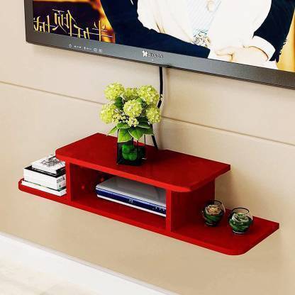 KHANSHOPEE Wall TV set up box stand MDF Wall Wifi stand Wall hanging mounted floating wall decorative set up box stand MDF (Medium Density Fiber) Wall Shelf