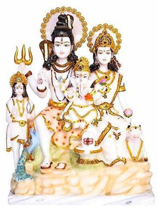 krishnagallery1 Large size Shiv Parivar Marble Murti Marble Dust Imported Quality , Shiv Ji Murti , Laxmi Ganesh , Shivji , Shiv parvati , ( For Home Temple USe , Office Temple USe Pooja Item statue) Decorative Showpiece  -  45 cm
