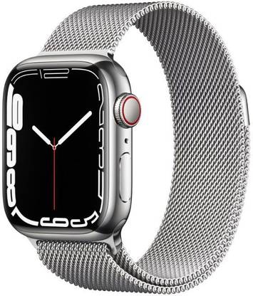 Apple WatchSeries7(GPS+Cellular-41mm)Silver Stainless Steel Case-Silver Milanese Loop (Silver Strap, Regular)
