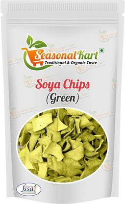 Seasonal Kart Real Green Soya Chips Pudina Flavouring I Crunchy Cracker, 100% Vegan I Low Calorie