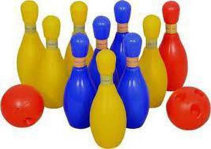Shyam Creation CATS Bowling Toy Set with 10 Bottles and 2 Balls Game for Kids - Multicolor Sports Bowling Set