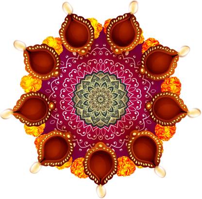 Art Kafe 41 cm Diya & Pink Texture Self Adhesive Sticker