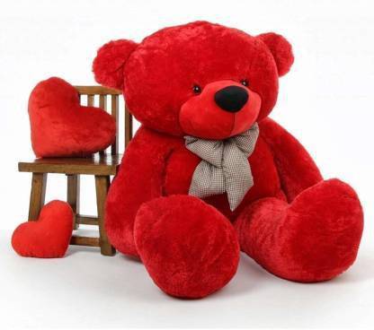 tencent Stuffed Spongy Soft Cute Teddy Bear (Red Color)(3 Feet) (Red)  - 90 cm