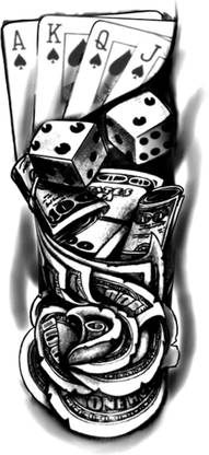 komstec Poker with Dice Tattoo Waterproof Sticker For Men and Women Temporary Body Tattoo