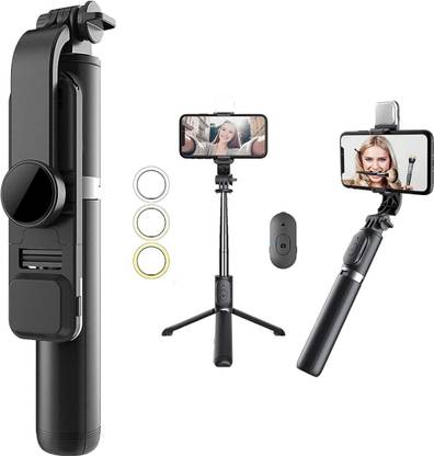 Whoo Monopod with bluetooth Remote and LED Lighting, Selfie Stick 3 in 1for All mobiles Monopod Kit