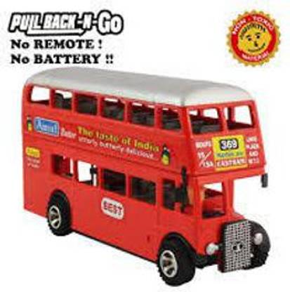 apna double deccer bus toy pull and push back toy