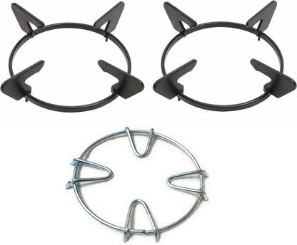 Itida Pan Support for All Glass Top Gas Stove(Size 15x15x3CM - Pack of 2) - with Well Finished Round Shape Metal Fulka Jali (Size - 12.5CM Silver Color) Appliance Knob