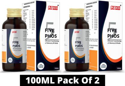 NIPCO HT FIVE PHOS SYRUP 100ML (Restorative tonic with power of five phosphates) PACK OF 2
