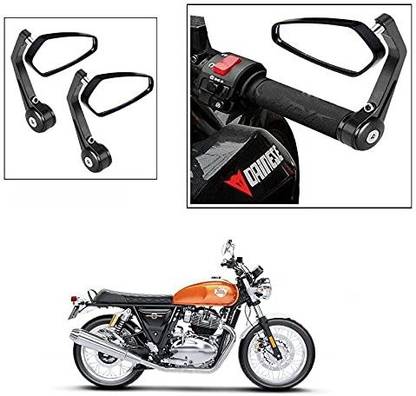YAKONDA Handlebar Rear View Mirror Pentagon shape End Adjustable Rotatable Stylish Handle bar Side Mirror Set of 2- for Royal Enfield 650 (Jet Black) Bike Mirror Adapter