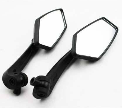YAKONDA Edge Glass Rear View Mirror for Bikes, Handle Bar End Side Mirror Rear View Mirror Universal for Bike And Scooty - Set Of 2 Bike Mirror Adapter