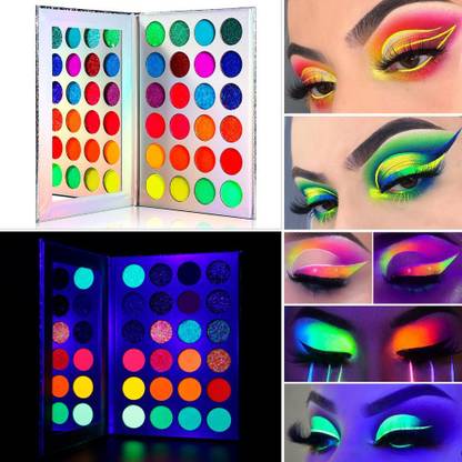 Beili DE'LANCI Aurora Glow Eyeshadow Palette Stage, Halloween Makeup it UV Glow Blacklight Matte and Glitter Fluorescent Eye Shadows Pigment Luminous