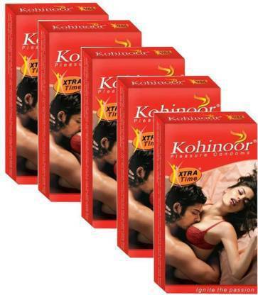 KOHINOOR Extra Time With Monthly Combo pack 10X5=50 (Concealed/Confidential Packaging) Condom (Set of 5, 50 Sheets) Condom