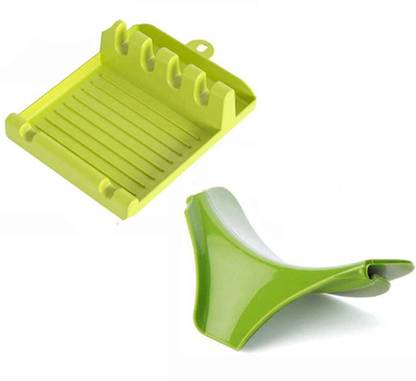 ExcitingDEalz Silicone Liquid Divider/Separator + Multi-Functional Plastic Ladle Spoon Rest Holder Utensil Organizer Spatula Kitchen Tool Set