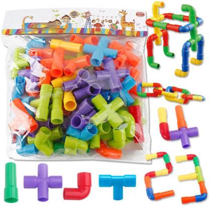 QWICK CLICK Construction Building Blocks Set, Fun Educational Stem Tubular Spout Building Construction Toys with Wheels & Parts For Pipe Construction and Creativity Making Pipe Blocks