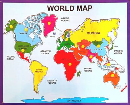 MECDOIT INTERNATIONAL World Map Puzzle with Countries Name Made By Wooden Board
