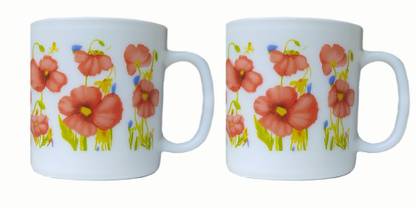 LAOPALA Diva Daisies 320 ml Tea Coffee Set of 2 Pcs. Opalware Coffee Mug