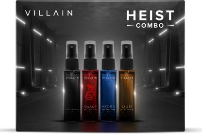 VILLAIN Heist Combo – 4 x 8ml | Premium Perfume Gift Set For Men | Eau De Parfum | Long Lasting Fragrance | Luxury Gift Kit Eau de Parfum – 32 ml  (For Men) at Rs. 359