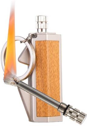 Abhsant Metal Keychain Lighter,3 in 1Wooden Design Reusable Waterproof Flint Matchstick Fire Starter Pocket Lighter