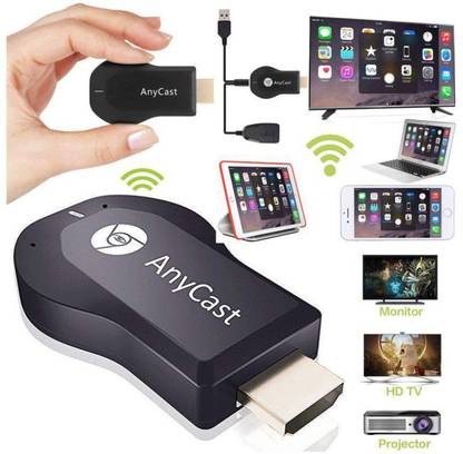 Ayansh ANY CAST M4 Plus WiFi Wireless Display 4K Cast HDMI Dongle for LED TV Screen Mirroring Device for Miracast, Screen Mirroring, Airplay, DLNA, Netflix, Spotify for Android/iOS - Black Media Streaming Device