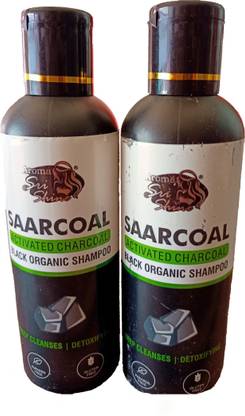 SHPL SAARCOAL ACTIVATED CHARCOAL BLACK ORGANIC SHAMPOO, DEEP CLEANSES | DETOXIFYING (2 x 200 ml) pack of 2