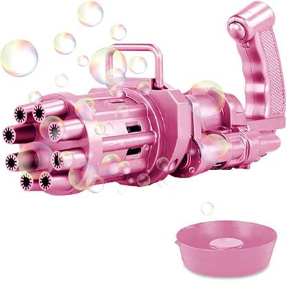 Smartcraft Bubble Gun, 8-Holes Gatling Bubble Gun Electric Bubble Maker with 1 Solution, Pack of 1- Multicolor Toy Bubble Maker