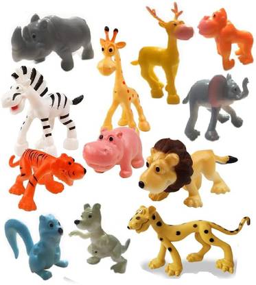 SANJARY Funny Jungle Animal Toy Forest Animal Set Mini Cartoon Animal Toy Figure Playing Set for Kids - Pack of 12 Pieces