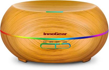 InnoGear natural Diffuser Diffusers for Essential Oils, 200ml Wood Grain Essential Oil Diffuser Ultrasonice Aromatherapy Diffusers Aroma Cool Mist Humidifier with Timer Waterless Auto Off, Medium, Yellow