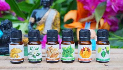 Home Crafts Aroma Diffuser fragnance Oil, Sandal, Jasmine, Loban, Basil, Buddha Delight, Comphor Aroma Oil Aroma Diffuser Fragnance Oil Set