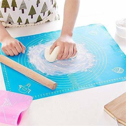 Power Up Reusable Silicone Non-Stick Kneading Baking Mat Baking Cooking Mat Plate for Table Cake Fondant Dough Rolling with Scale Grill Pad Tools Food-grade Silicone Baking Mat