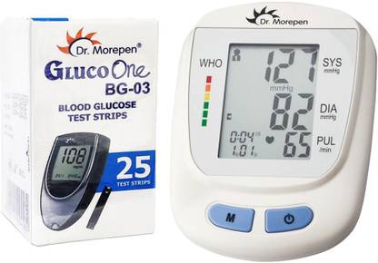 Dr. Morepen Dr Morepen Bp 09 Monitor and BG 03 Glucometer Test Strips 25 pack of 1 BP09 & BG03 25 test strips Bp Monitor