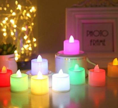 supertive 24 Pcs Best LED Light Candles/Diya’s (Flameless and Smokeless) for Digital Diwali Features: Designer candle shape, the light atmosphere is good and romantic Flameless, smokeless and safe for children Easy to use, simply switch on / off on the bottom to control the candle light Suitable for all parties or holiday decoration, also can be used as night lamp for lighting White when the light is off Using AG10 button battery, the LED light can replace the batteries 100% brand new and high quality with designer Candle (Multicolor, Pack of 24) Candle