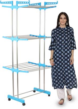 RAFTTAR Plastic, Steel Floor Cloth Dryer Stand Rust Free 3 Tier Foldable Clothes Dryer Stand for Indoor & Outdoor