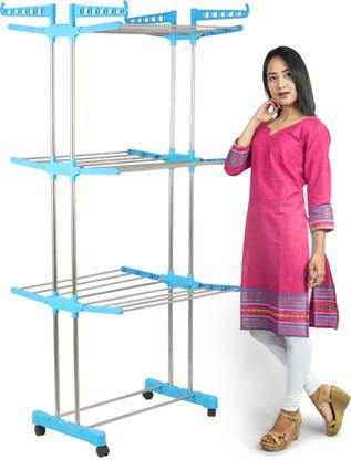 RAFTTAR Plastic, Steel Floor Cloth Dryer Stand Space Saving 3 Tier Clothes Dryer Stand for Indoor & Outdoor