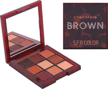 s.f.r color Chocolate brown matte and shimmer combo eye shadow palette .* 9 g