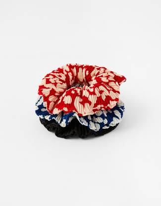 ACCESSORIZE LONDON 3 X PLEATED ANIMAL SCRUNCHIE PACK Rubber Band