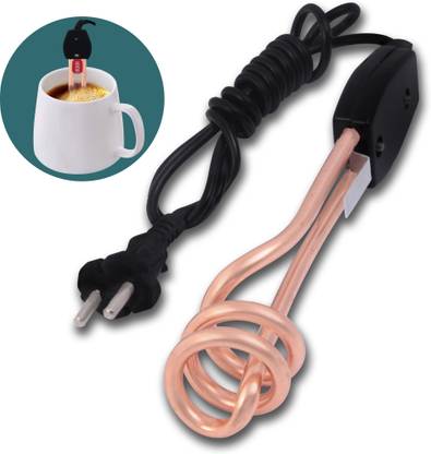 Orbon Electric Mini Immersion Water Heater Medium Rod 800 Watts | Small Portable Tea Coffee Milk Soup Mug Cup Heater Warmer | Compact Instant Travel Travelling Water Heater | Baby Tumbler Heater (Copper) 800 W Immersion Heater Rod