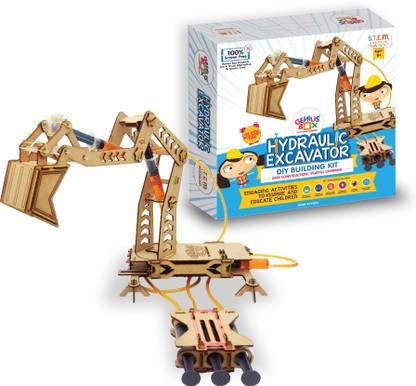 Genius Box Hydraulic Excavator DIY Science Kit for 8+ Year Age, STEM Toy, Learning Kit, Educational and Construction Toy Kit